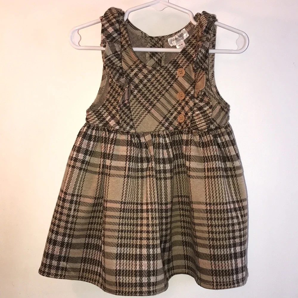 Nannette Brown Plaid Dress Size 18 Months Baby Girl